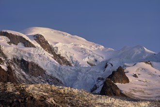 Snowy Mont-Blanc in twilight, Chamonix-Mont-Blanc, Haute-Savoie, France