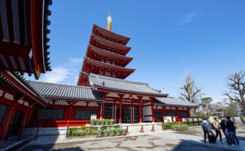 Five-story pagoda, Buddhist temple complex, Asakusa shrine or Senso-ji temple, Asakusa, Tokyo,