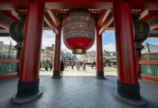 Huge red lantern in the Hozomon treasure chamber gate of Asakusa Shrine or Senso-ji Temple,