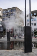 Digital water feature, Blue Cloud water installation on Husemanplatz in downtown Bochum, water mist