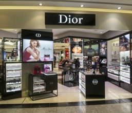 Dior brands on sale, Duty Free shopping area in departures lounge area, Terminal 5, London Heathrow
