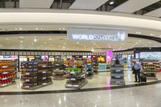 Duty Free shopping area in departures lounge area, Terminal 5, London Heathrow airport, London,