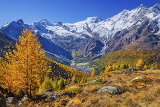 View from Kreuzboden to Saas-Fee with Alalin 4027m, Alphubel 4206m and Mischabel Group 4545m in
