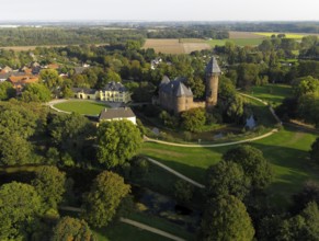 Aerial view of Linn Krefeld Castle, North Rhine-Westphalia, Germany