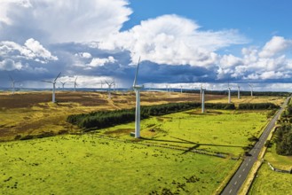 Wind Farm from a drone in southeast Scotland, UK