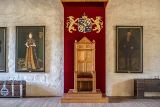 Trone room in Kalmar slott castle in Sweden. Kalmar Castle was build in the 12th century. It was