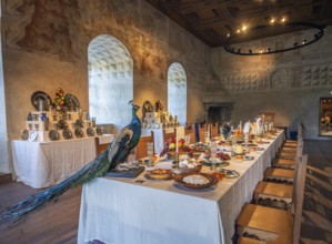 Interior of Kalmar Castle: The Easter table in the Grey Hall where Johan III ate his meals. Kalmar,