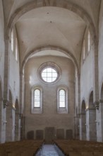Interior view of central nave, basilica, monastery church, founding year 1136, Eberbach Abbey,