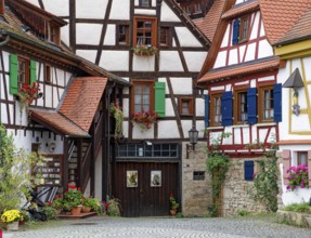 Historic half-timbered houses, Rottenburg am Neckar, Baden-Württemberg, Germany
