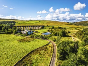 Shankend Viaduct from a drone, Hawick, Scottish Borders, Scotland, UK