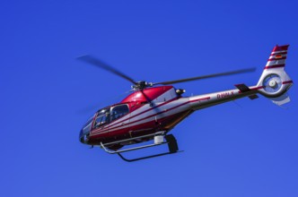 A Eurocopter EC 120B Colibri helicopter, D-HALX registration, during a flight demonstration as part