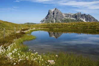 Mountain landscape and picturesque little lake, Saloberkopf, Widderstein, Warth, Bregenzerwald,