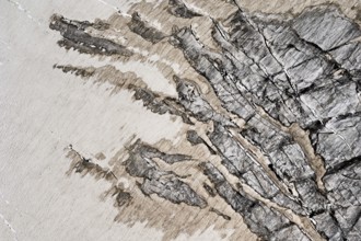 View from the Télécabine Panorama Railway of the glacial crevices of the Glacier du Géant,