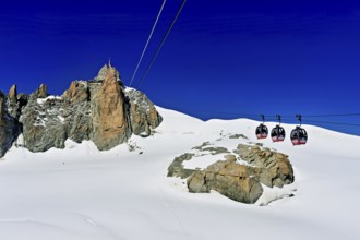 View from the Télécabine Panorama Railway to the Aiguille du Midi mountain station,