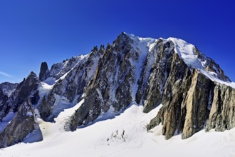 View from the Télécabine Panorama Railway of the Mont Blanc du Tacul mountain, in the foreground