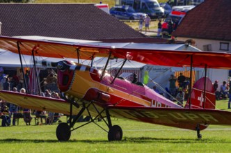 A Stampe-Vertongen SV-4A double-decker registered with HB-UPR during a flight demonstration as part