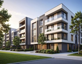 New modern block of flat, condo architecture, Residential apartment as a flat, luxury house