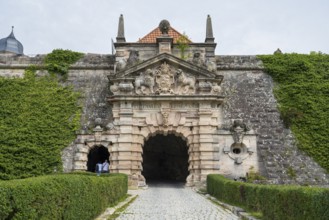 Fortress gate with coat of arms of Prince-Bishop Philipp Valentin Voit von Rieneck, Rosenberg