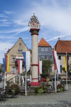 Melchior-Otto-Platz with Ehrensäule, Obere Altstadt, Kronach, Upper Franconia, Franconia, Bavaria,