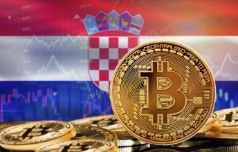 Investors in cryptocurrency and Blockchain Technology in Croatia, Concept. Bitcoin with Croatia