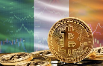 Investors in cryptocurrency and Blockchain Technology in Ireland, Concept. Bitcoin with Ireland