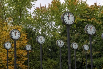 The art installation Zeitfeld in Volksgarten Park in Düsseldorf-Oberbilk, a total of 24 station