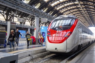 EuroCity-Express (ECE) at Milan train station. The train goes from Frankfurt to Milan and vice