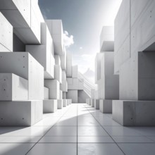 3d illustration of abstract modern architecture background, Minimal geometry architectural design,