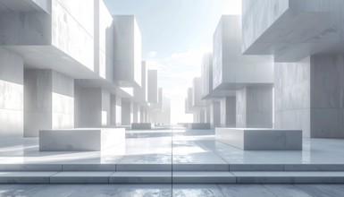 3d illustration of abstract modern architecture background, Minimal geometry architectural design,