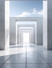 3d illustration of abstract modern architecture background, Minimal geometry architectural design,