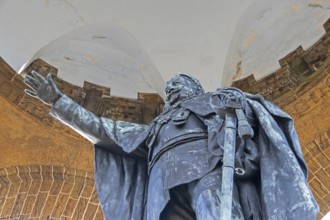 Statue, Kaiser Wilhelm Memorial, Porta Westfalica, North Rhine-Westphalia, Germany