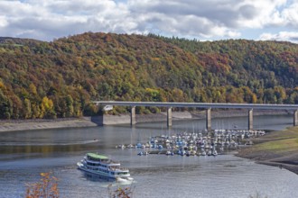 Marina, excursion ship, Talbrücke, Sondern, Olpe, Biggesee, Sauerland, North Rhine-Westphalia,