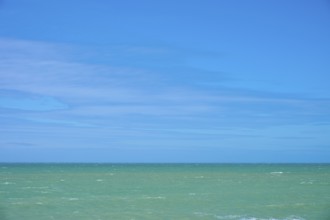 Wide sea under clear blue sky, Tuhawaiki Point Lighthouse or Jack's Point Lighthouse, Scarborough,