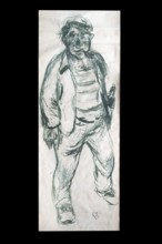 Original caricature by artist Rudolf Führmann, 1909 to 1976, Lüneburg, Lower Saxony, Germany