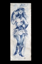 Original caricature, Berlin milieui from the 1940s, by artist Rudolf Führmann, 1909 to 1976,