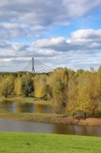 Wesel, Lower Rhine, North Rhine-Westphalia, Germany - autumn on the Lippe, trees with colorful