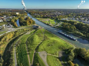 Castrop-Rauxel, North Rhine-Westphalia, Germany - Autumn on the restored Emscher, EMSCHERLAND