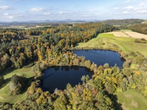 Aerial view of Lake Beech including Güttinger See, a swimming lake near Radolfzell am Lake