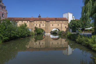 The so-called city glasses, late medieval water gate building over the Vils, Amberg, Upper