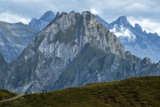 View from Nebelhorn to Höfats, Allgäu Alps, Oberstdorf, Oberallgäu, Allgäu, Bavaria, Germany