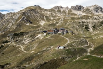 Nebelhornbahn, Höfatsblick station, Edmund-Probst House, rear Nebelhorn, Oberstdorf, Oberallgäu,