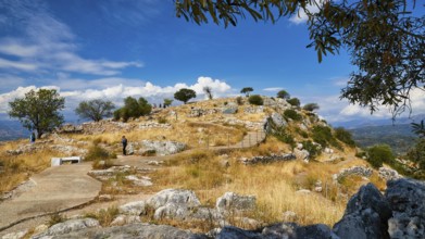Hill with ruins, archaeological site, UNESCO World Heritage Site, Mycenae, Mycenae, important city