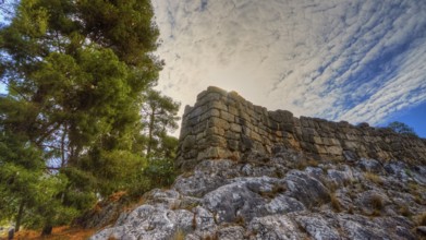 HDR, Cyclopian walls of the Acropolis, outer wall, archaeological site, UNESCO World Heritage Site,