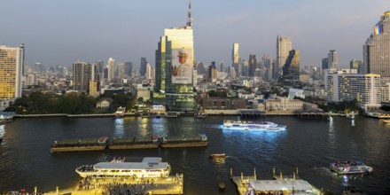 Panorama from IconSiam over Mae Chao Praya, Bangkok skyline, Thailand