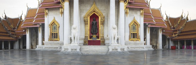 Marble temple, made of Carrara marble, Wat Benchamabopit, back of Ubosot, Buddhist temple in the