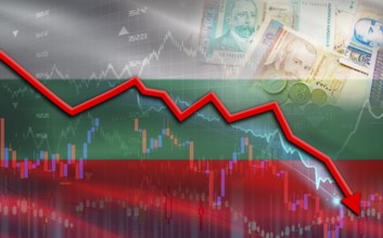 Bulgaria financial fall on economy market. Bulgaria financial crisis on economic graph