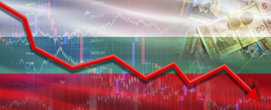 Bulgaria financial crisis on economic graph. Financial fall of Bulgaria on economy market