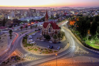 View of the Evangelical Lutheran Christ Church from 1910, blue hour, Windhoek, Khomas region,