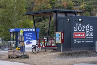 Reconstruction in the Ahr Valley, after the flood of July 2021, temporary vending machine branch of