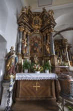 Baroque side altar, created 1726 to 1727, Nativity Church, fortified church, third largest